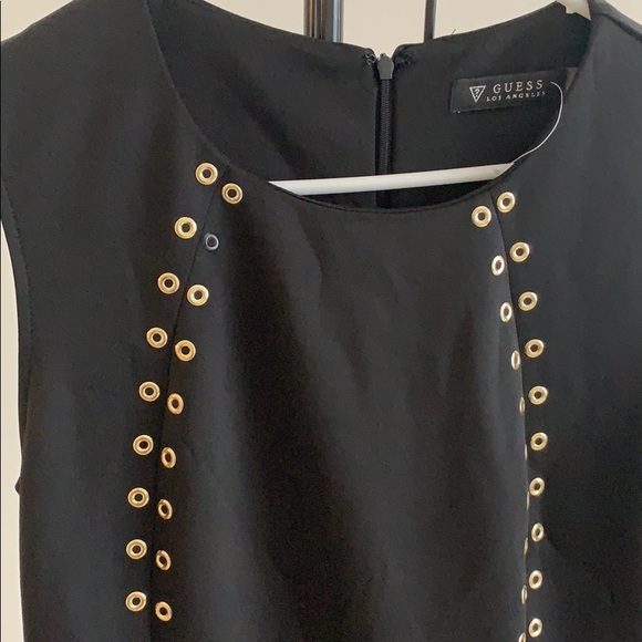 Sleeveless gold studded midi straight dress - Picture 3 of 4